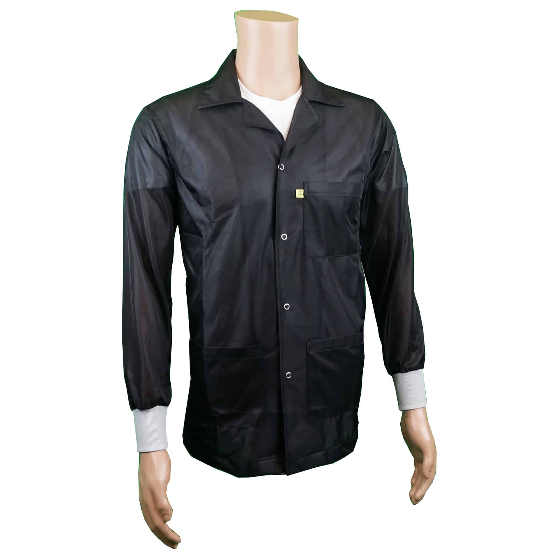 Black 9010 Series ESD Jackets: Lapel Collar, ESD Knit Cuff - Image 3