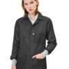 Black 9010 Series ESD Jackets: Lapel Collar, ESD Knit Cuff