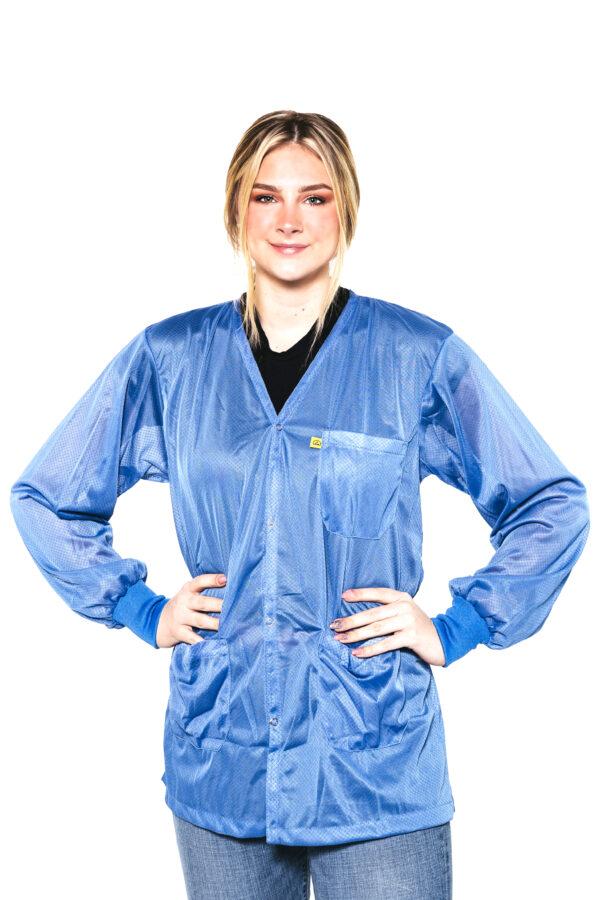 Blue 8812 Series ESD Jackets: V-Neck, ESD Knit Cuff